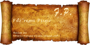 Fényes Piusz névjegykártya